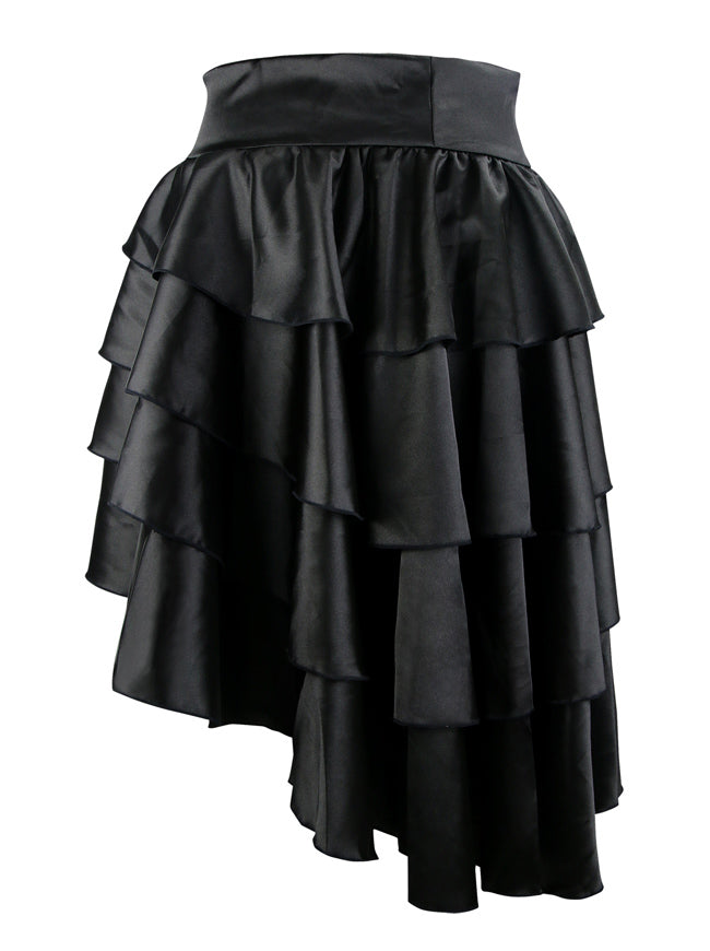 Women Bowknot Hidden Zipper Vintage High Low Cosplay Midi Skirt Detail View