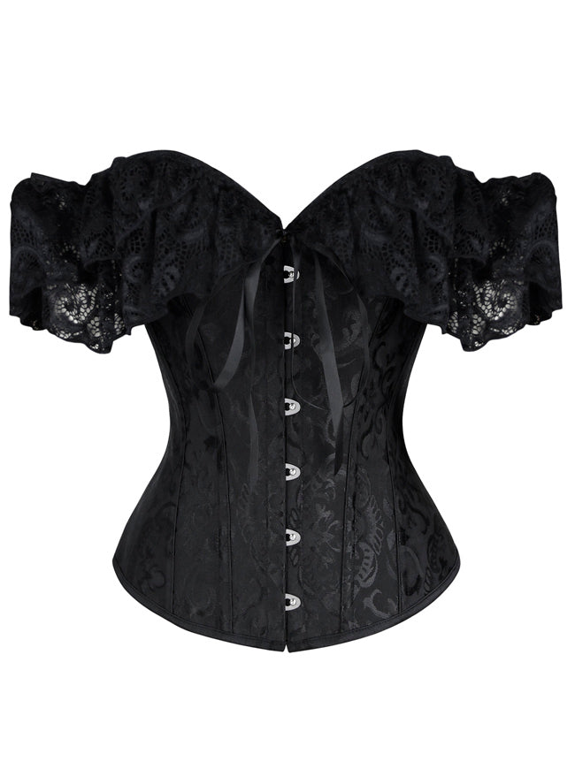 Steampunk Gothic Elegant Off Shoulder Jacquard Overbust Corset Top Main Image