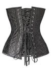 Women's Vintage Brocade Embroidery Zipper Steel Boned Overbust Corset Back View