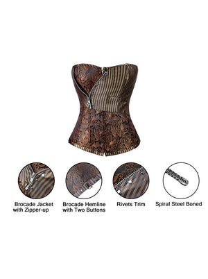 Retro Renaissance Lace Up Steel Boned Strapless Overbust Corset