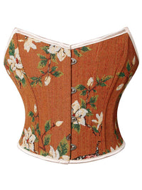 Renaissance Retro Floral Strapless Bustier Corset Crop Top Main Image