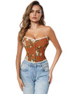 Renaissance Vintage Push Up Overbust Flower Printed Bustier Corset Top Main View