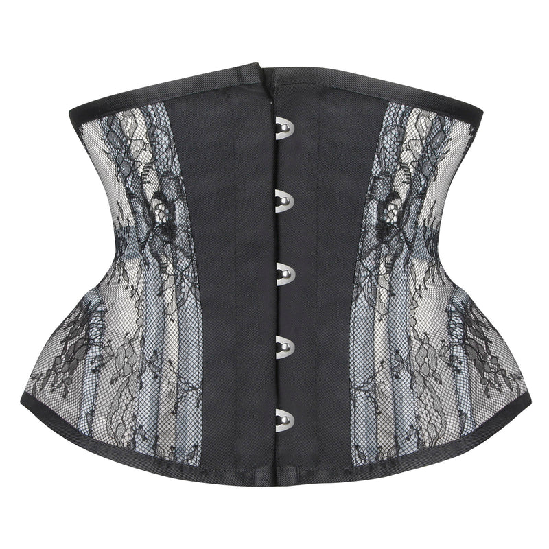 Women's Floral Lace Mesh Underbust Corset Steel Boned Waist Cincher Main View