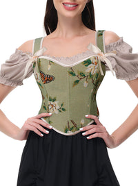 Vintage Floral Renaissance Lace Up Corset Model View