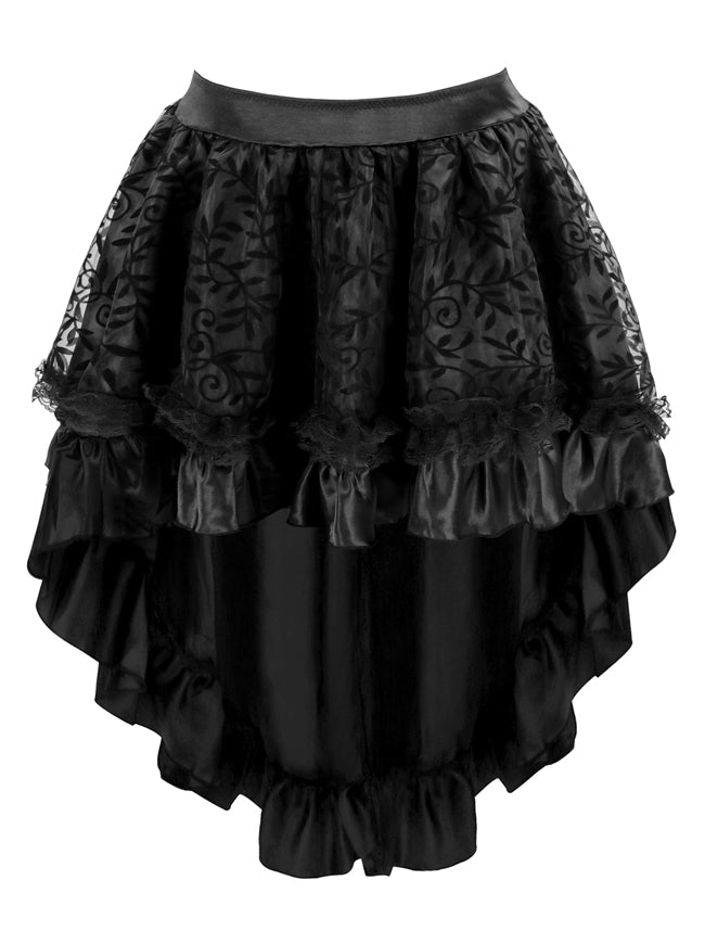 Steampunk Retro Gothic Vintage Satin High Low Skirt with Zipper Main Image