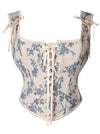 Charming Pretty Women Blue Lace Up Vest Corset Tops Detail View