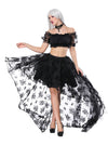 2 Pcs Halloween Costume Sexy Steampunk Off Shoulder Peasant Crop Top with Organza Skirt Set