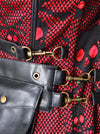 Women's Retro Steel Boned Skulls Print High Neck Outerwear Corset with Jacket Black-Red Detail View