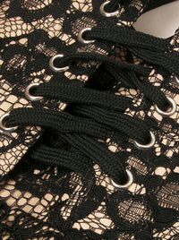 Women Black Lace Cocktail Dresses Detail View