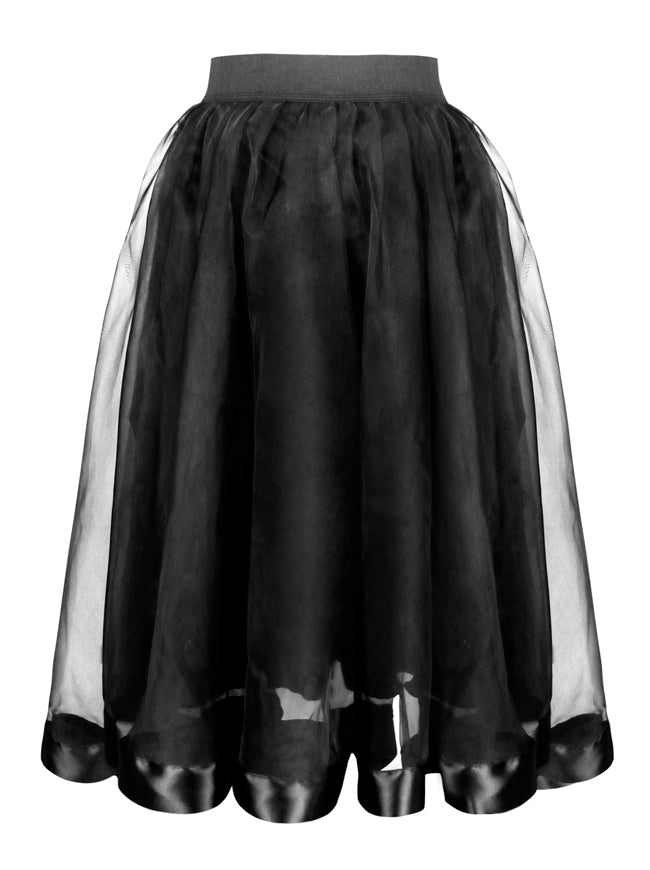 Gothic Double Layer Tulle Pleated Skirt A-line Tutu Midi Skirt