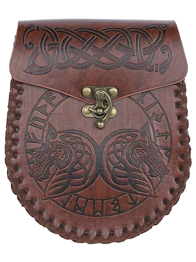 Charmian Unisex Medieval Viking Leather Pouch Waist Bag Renaissance Accessories Brown Main Image