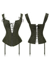 Vintage Renaissance Front Zipper Lace Up Bustier Corset with Garters