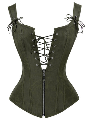 Vintage Renaissance Lace Up Bustier Corset with Garters