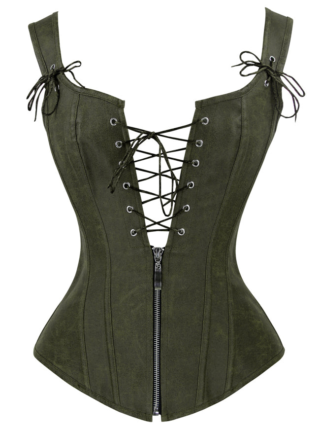 Vintage Renaissance Lace Up Bustier Corset with Garters Main Image