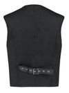 Men's Steampunk Victorian Faux Leather Patchwork Waistcoat Casual Vest Back View