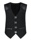 Steampunk Victorian Faux Leather Patchwork Waistcoat Casual Vest Main Image