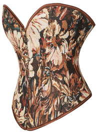 Plastic Boned Retro Brocade Jacquard Overbust Corset Side View