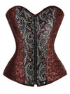 Brocade Steampunk Embroidery Zipper Steel Boned Overbust Corset Main Image