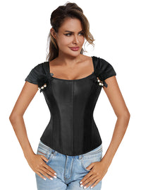 Victorian Corset Top Black Corset with Sleeves Model View