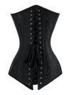 Elegant Classical Retro Women Black Jacquard Punk Gothic Strapless Overbust Plus Size Corset Tops Back View