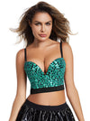 Women's Spaghetti Straps Rhinestone Push Up Bra Clubwear Party Crop Top Main Image