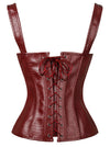 Steampunk Renaissance Burgundy Renaissance Lace up Corset with Straps Back View