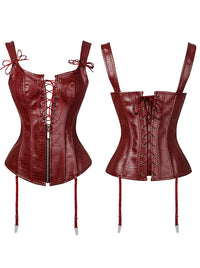 Renaissance Lace Up Vintage Boned Bustier Corset with Garters