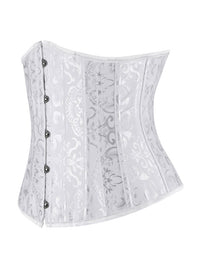 Gothic Renaissance Floral Brocade Busk Closure and Back Lace Up Corset