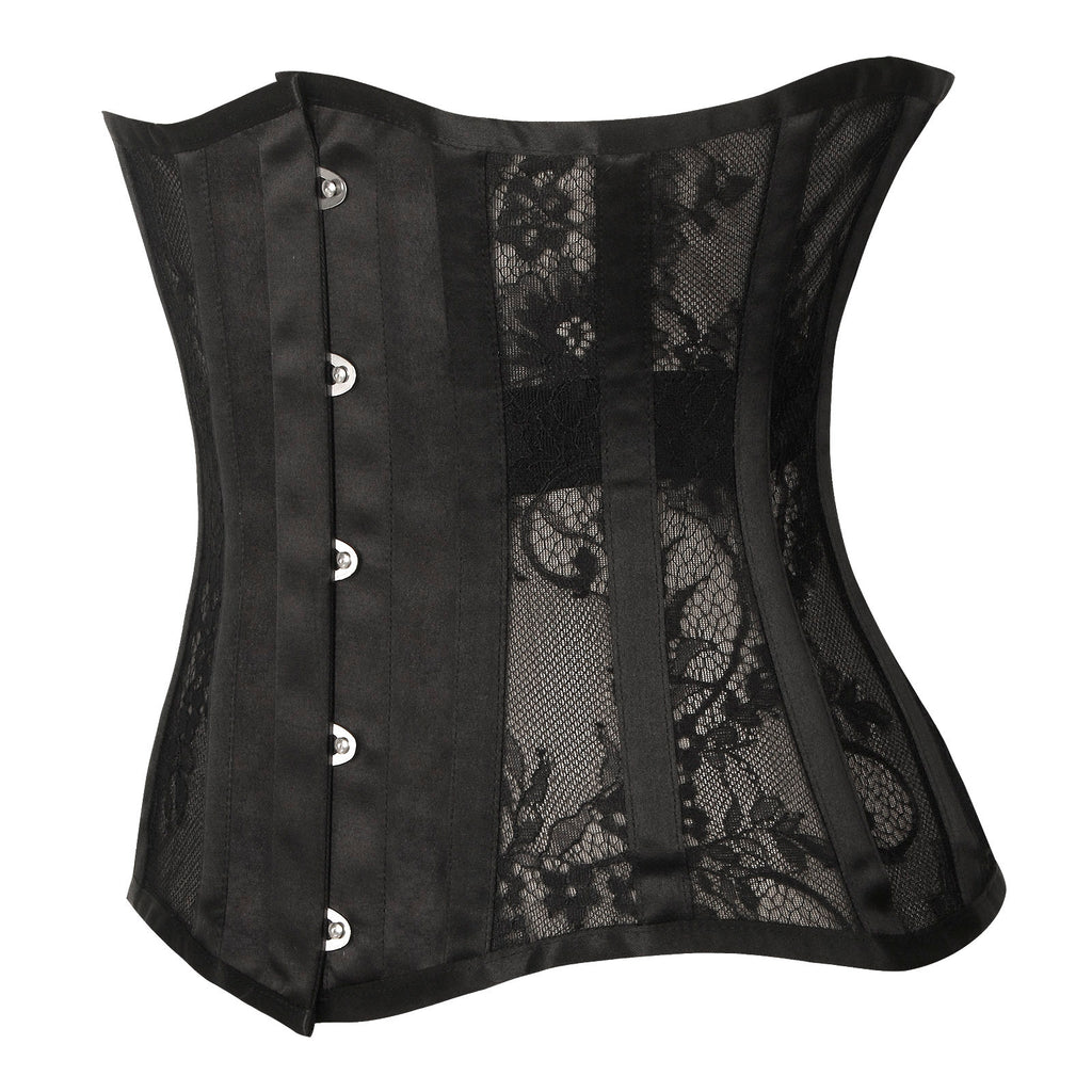 Fashion Women Black Busk Closure Waist Training Corset Side View