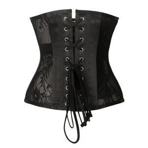 Elegant Female Mesh Spiral Steel Boned Underbust Corset Tops Back View