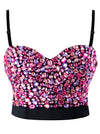 Spaghetti Straps Colorful Rhinestone Push Up Bra Studded Gem Clubwear Party Bustier Bra Crop Top Main Image