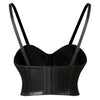 Stunning Hottie Leather Hook And Eye Closure Plastic Boned Spaghetti Straps Corset Tops Back View