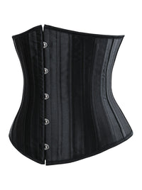 Women's Retro 26 Spiral Steel Boned Satin Halloween Underbust Waist Training Corset Black Side View