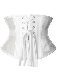 See-through Waist Cincher Tummy Control Lace Up Corset Back View