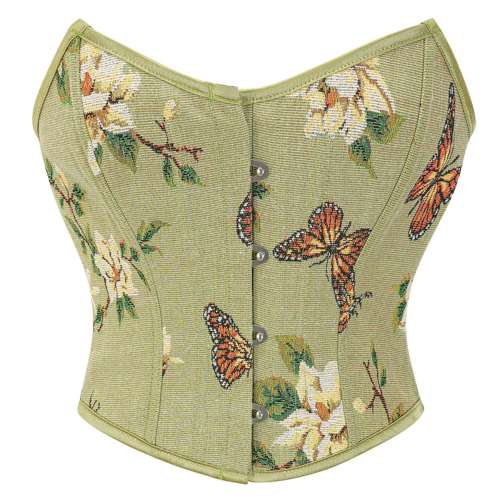 Renaissance Retro Floral Strapless Bustier Corset Crop Top