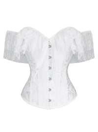 Elegant Vintage Bride Off Shoulder Jacquard Lace Overbust Corset Main Image