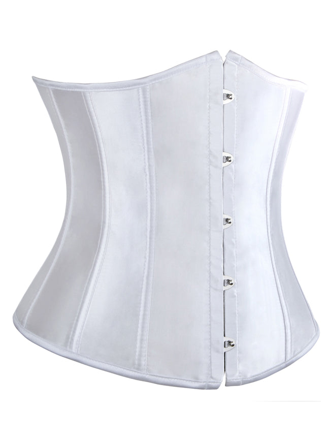 Fashion Unique Satin Lace Up Boning Underbust Bustier Corset White