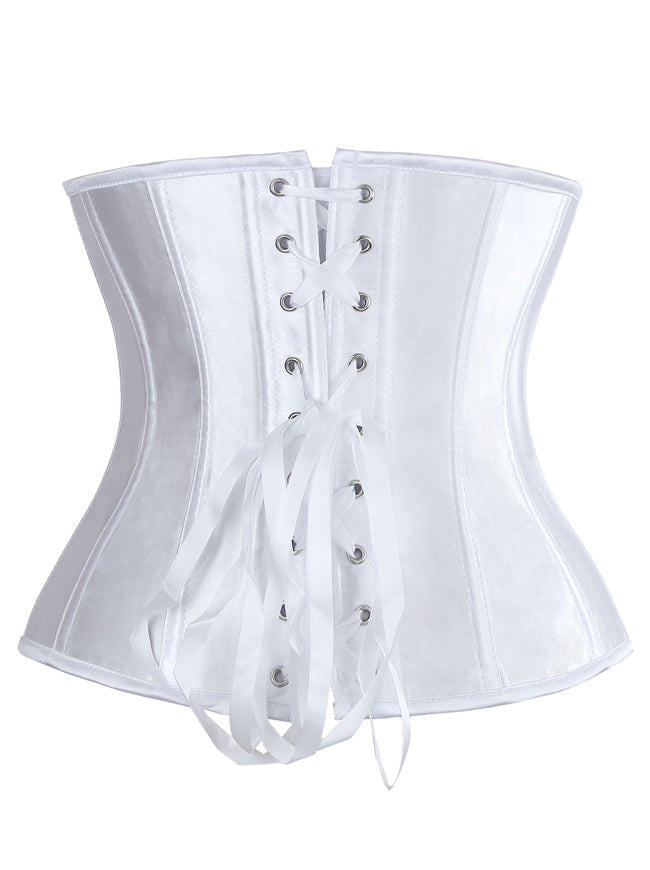 Burlesque Lace Up Underbust Bridal Corset for Wedding Dress White