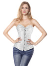 Women's Burlesque Sweetheart Satin Laces Boned Overbust Corset Bustier White Main View