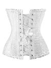 Women's Steampunk Satin Laces Boned Bridal Lingerie Overbust Corset Bustier White Back View