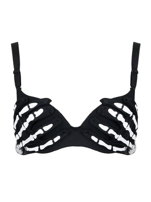 Steampunk Halloween Skull Skeleton Clubwear Party Bra Crop Top