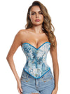 Renaissance Floral Jacquard Lace Up Overbust Corset Bustier Top Main Image