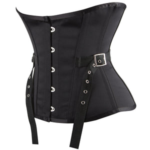 Fashion Women Black Steampunk Underbust Corset Side View