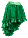 Women's Steampunk Ruffle Floral Organza High Low Party Skirt Green Side View