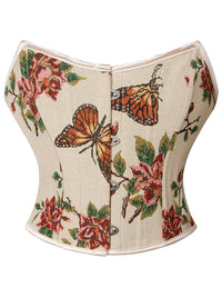 Renaissance Retro Floral Strapless Bustier Corset Crop Top Main Image