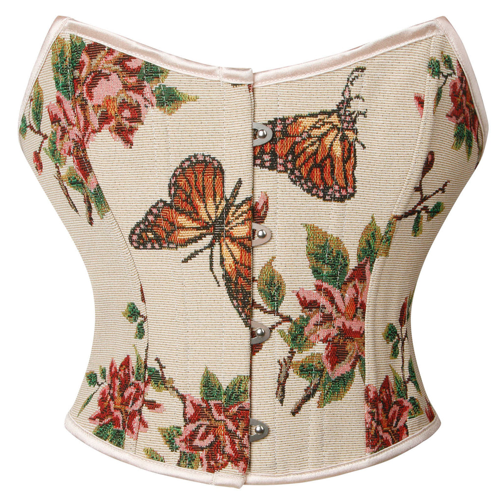 Renaissance Retro Floral Strapless Bustier Corset Crop Top