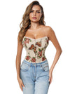 Vintage Waist Cincher Floral Strapless Bodice Push Up Corset Crop Top Main View