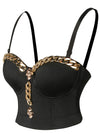 Gothic Y2K Crop Top Built in Bra Going Out Clubwear Disco Outfit Push Up Bra Side View