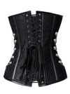 Women's Gothic Jacquard Spiral Steel Boned Busk Closure Overbust Corset with Chains Black Back View