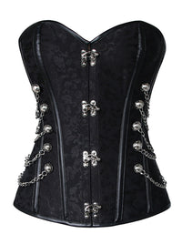 Steampunk Gothic Spiral Steel Bones Brocade Overbust Corset with Chains Main Image